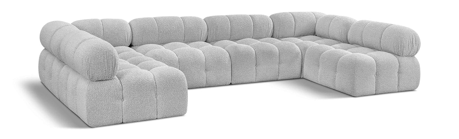 Darcy 136" Grey Boucle Fabric Upholstered Sectional, 6-Piece (Style 2) — Vista 1 (1/3)