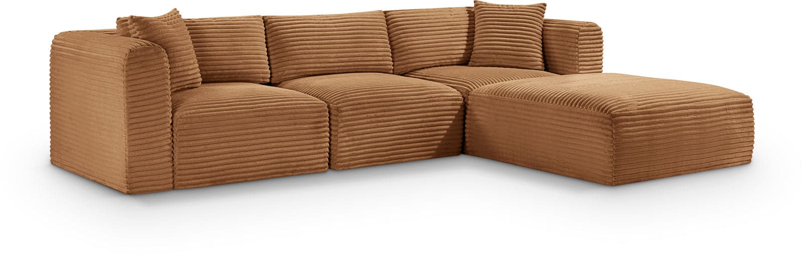 Faye 109" Saddle Corduroy Performance Fabric Upholstered Sectional, 4-Piece — Vista 1 (1/3)