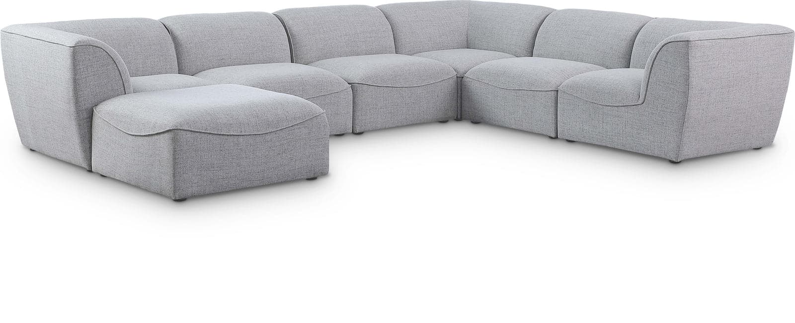 Greer 142" Grey Linen Textured Fabric Upholstered Sectional, 7-Piece — View 1 (1/3)