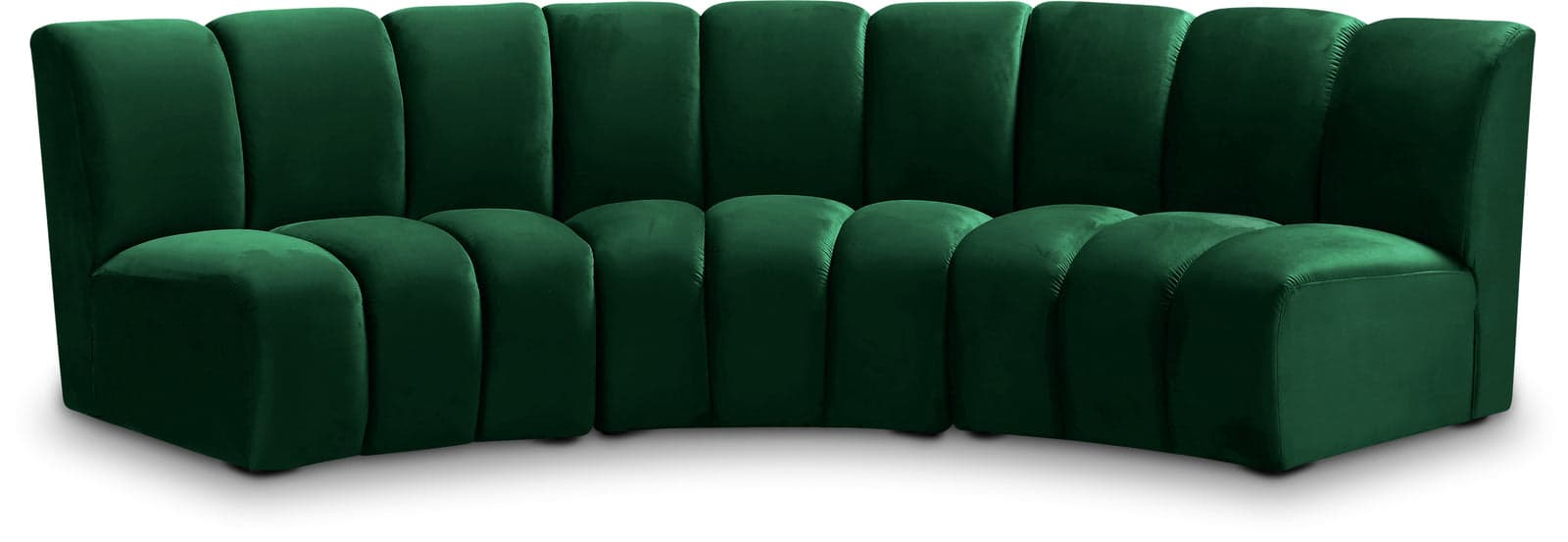Isolde 119" Green Velvet Upholstered Sectional, 3-Piece — Vista 1 (1/3)