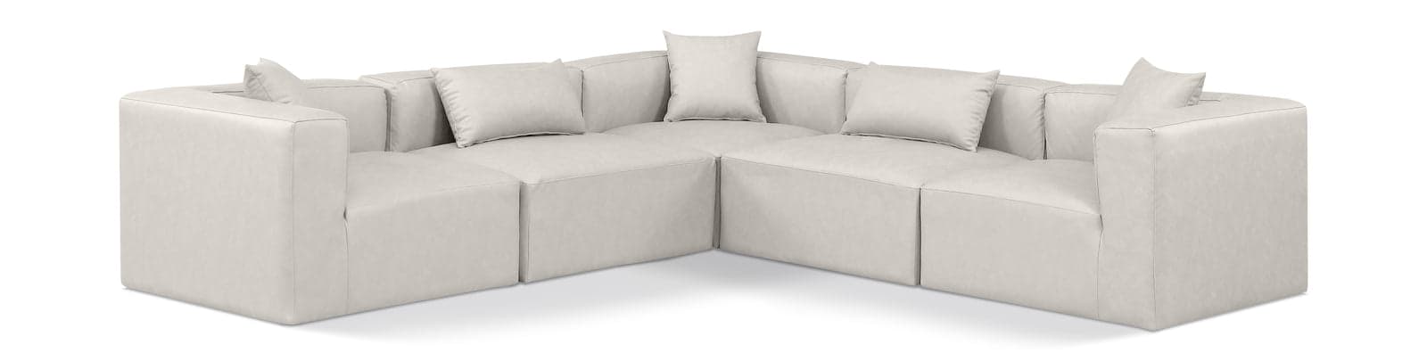 Farrah 108" Cream Vegan Leather Upholstered Sectional, 5-Piece (Style 2) — View 1 (1/3)