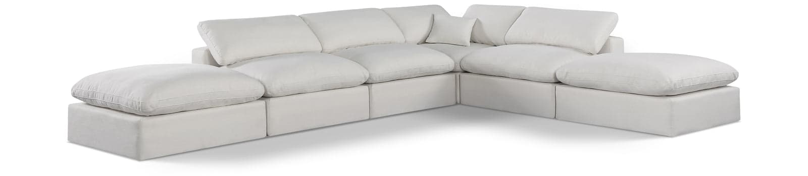 Farrah 157" Cream Linen Textured Fabric Upholstered Sectional, 6-Piece — Vista 1 (1/3)