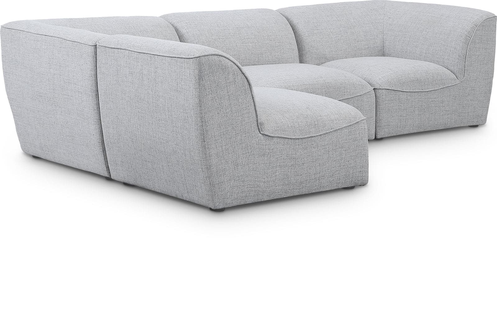Greer 109" Grey Linen Textured Fabric Upholstered Sectional, 4-Piece (Style 2) — View 1 (1/3)