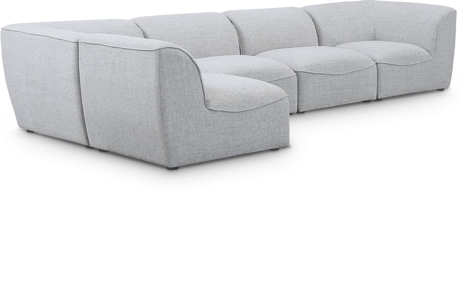 Greer 142" Grey Linen Textured Fabric Upholstered Sectional, 5-Piece (Style 2) — Vista 1 (1/3)