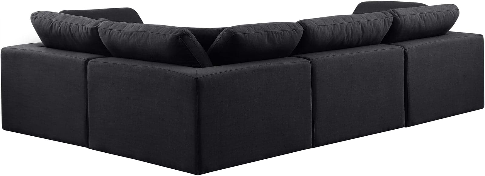 Farrah 119" Black Linen Textured Fabric Upholstered Sectional, 4-Piece (Style 3) — Vista 1 (1/3)