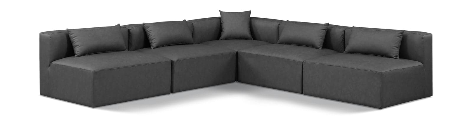 Farrah 108" Charcoal Vegan Leather Upholstered Sectional, 5-Piece — View 1 (1/3)