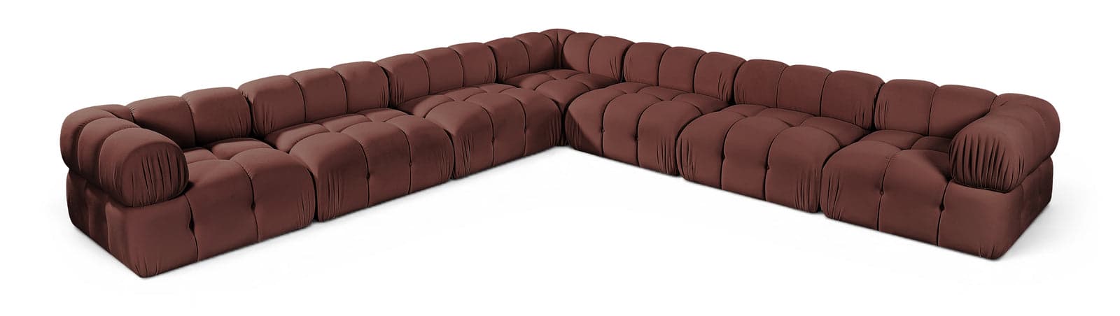 Camden Rose Velvet Performance Fabric Upholstered Sectional, 7-Piece — Vista 1 (1/3)