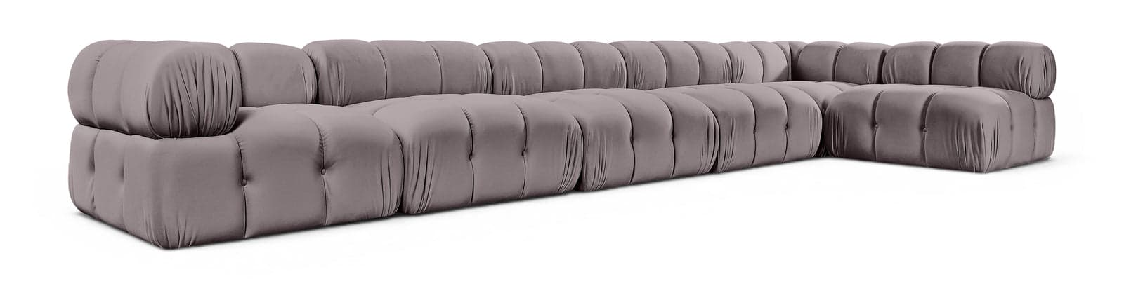 Camden Taupe Velvet Performance Fabric Upholstered Sectional, 6-Piece (Style 6) — View 1 (1/3)