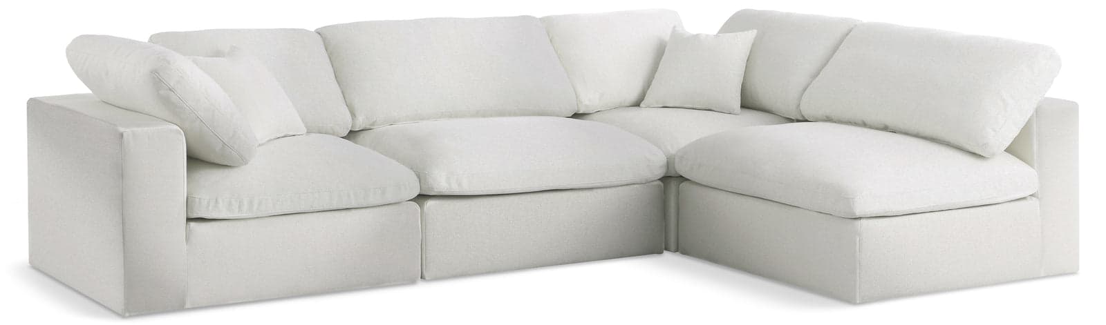 Camden 119" Cream Linen Textured Fabric Upholstered Deluxe Comfort Sectional, 4-Piece (Style 2) — Vista 1 (1/3)