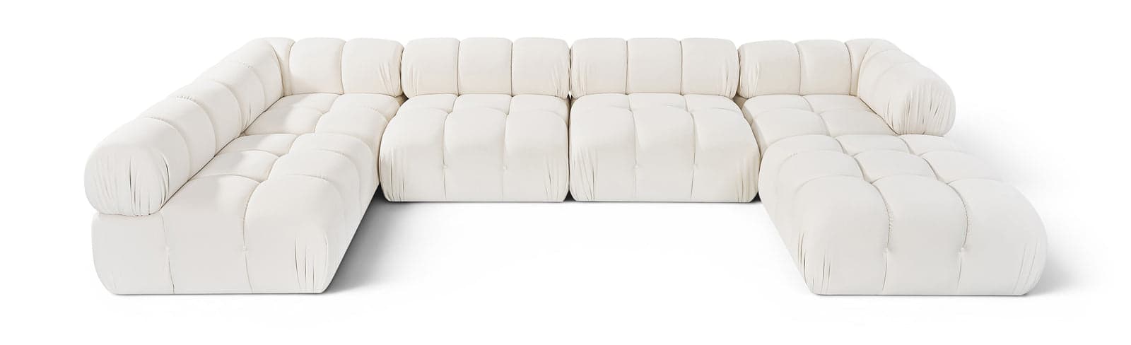 Camden Cream Velvet Performance Fabric Upholstered Sectional, 6-Piece (Style 5) — Vista 1 (1/3)