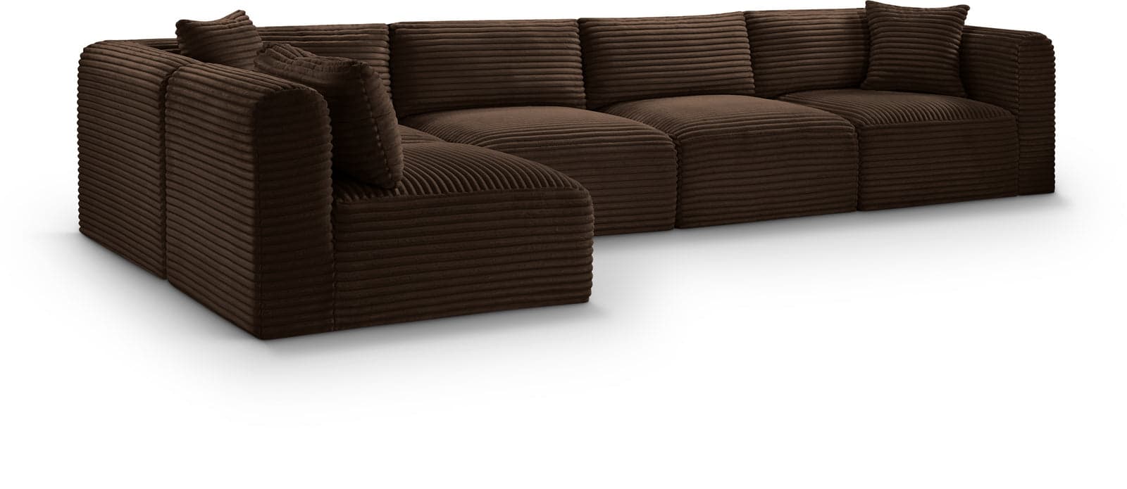 Faye 140" Brown Corduroy Performance Fabric Upholstered Sectional, 5-Piece (Style 2) — Vista 1 (1/3)
