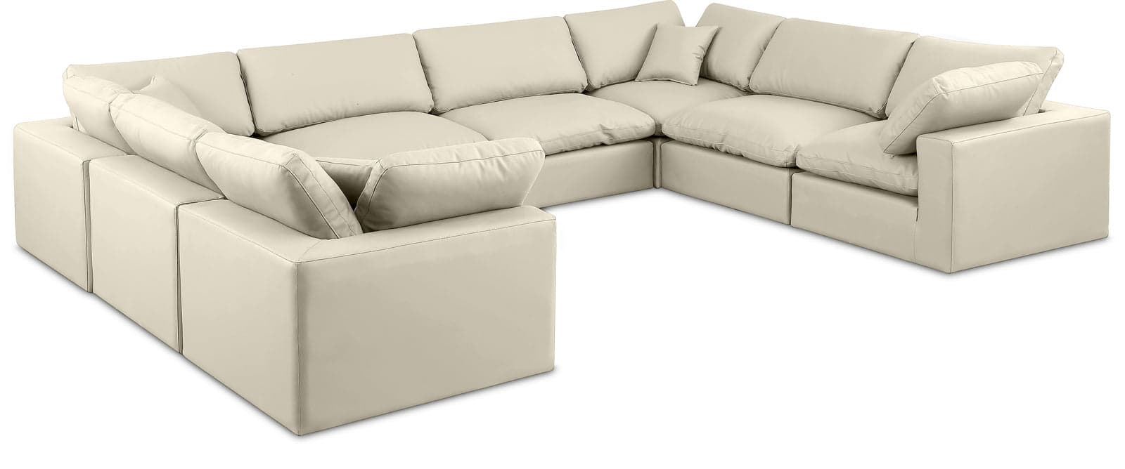 Farrah 158" Cream Vegan Leather Upholstered Sectional, 8-Piece — View 1 (1/3)