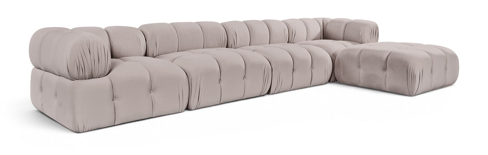 Camden Beige Velvet Performance Fabric Upholstered Sectional, 5-Piece — View 1 (1/3)