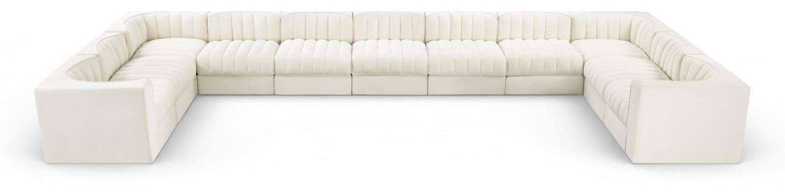 Talia Cream Velvet Performance Fabric Upholstered Sectional, 11-Piece — Vista 1 (1/3)