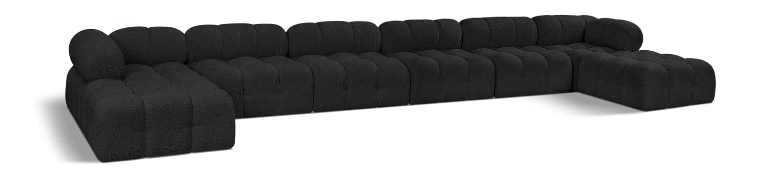 Darcy 204" Black Boucle Fabric Upholstered Sectional, 8-Piece — Vista 1 (1/3)