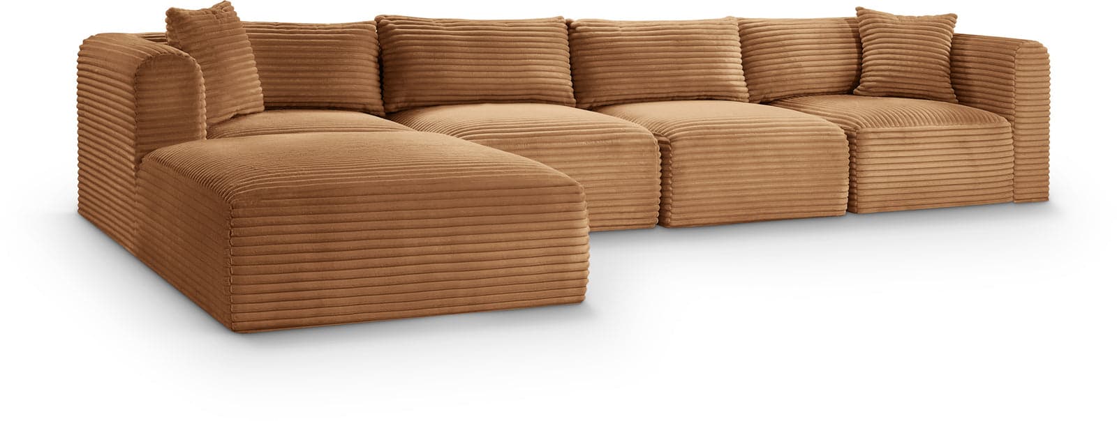 Faye 140" Saddle Corduroy Performance Fabric Upholstered Sectional, 5-Piece — View 1 (1/3)