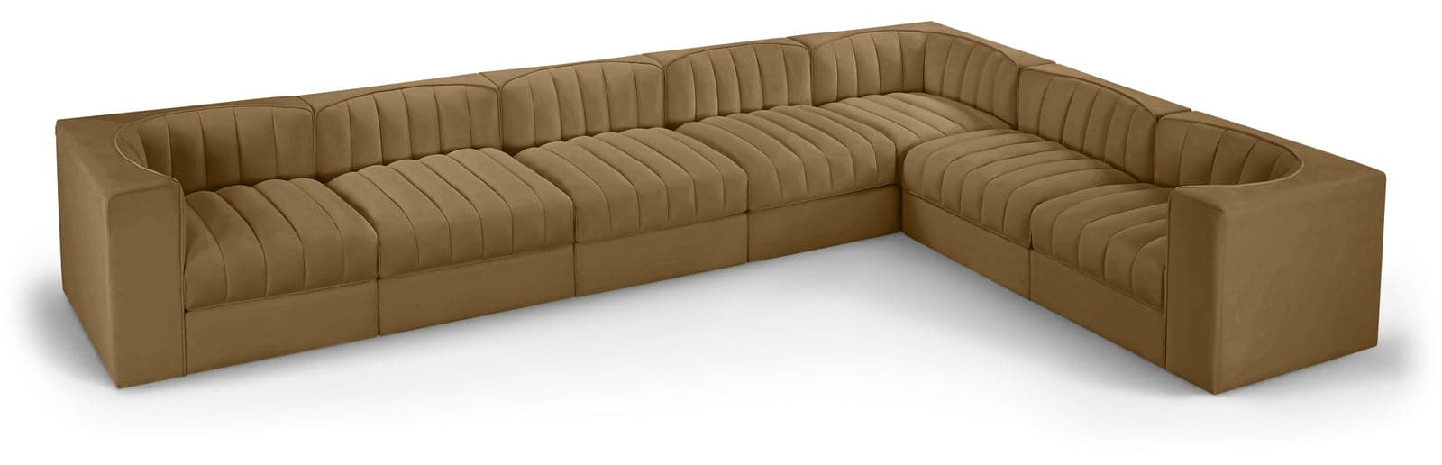 Talia Saddle Velvet Performance Fabric Upholstered Sectional, 7-Piece (Style 3) — View 1 (1/3)