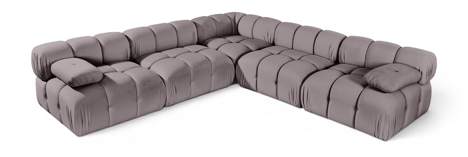 Camden Taupe Velvet Performance Fabric Upholstered Sectional, 5-Piece (Style 2) — Vista 1 (1/3)