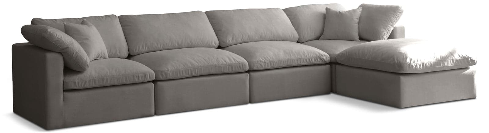 Selene 140" Grey Velvet Upholstered Standard Comfort Sectional, 5-Piece — View 1 (1/3)