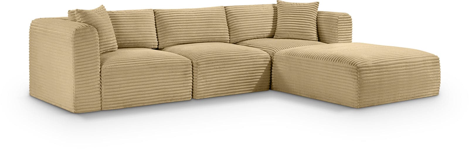Faye 109" Camel Corduroy Performance Fabric Upholstered Sectional, 4-Piece — Vista 1 (1/3)