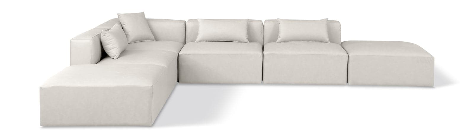Farrah 144" Cream Vegan Leather Upholstered Sectional, 6-Piece (Style 4) — Vista 1 (1/3)