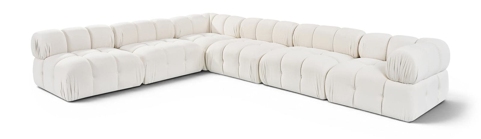 Camden Cream Velvet Performance Fabric Upholstered Sectional, 6-Piece (Style 2) — Vista 1 (1/3)