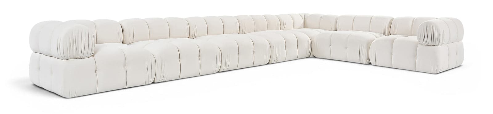 Camden Cream Velvet Performance Fabric Upholstered Sectional, 7-Piece (Style 4) — View 1 (1/3)