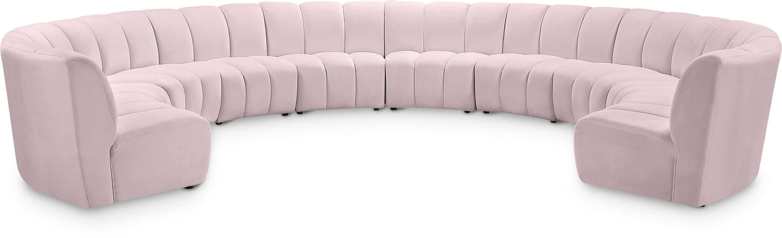 Isolde 178" Pink Velvet Upholstered Sectional, 10-Piece — Vista 1 (1/3)