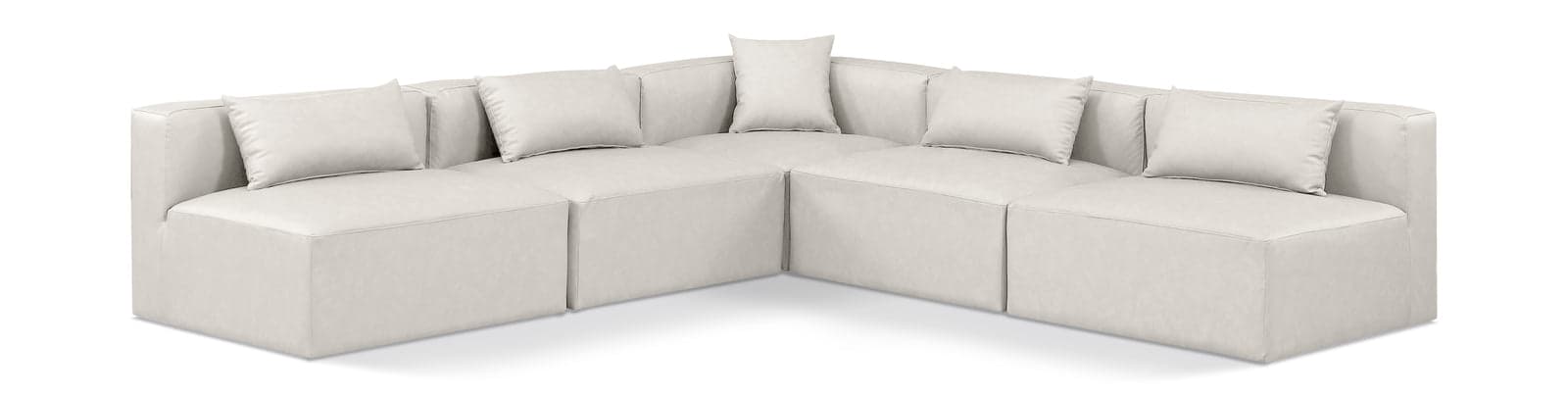 Farrah 108" Cream Vegan Leather Upholstered Sectional, 5-Piece — View 1 (1/3)