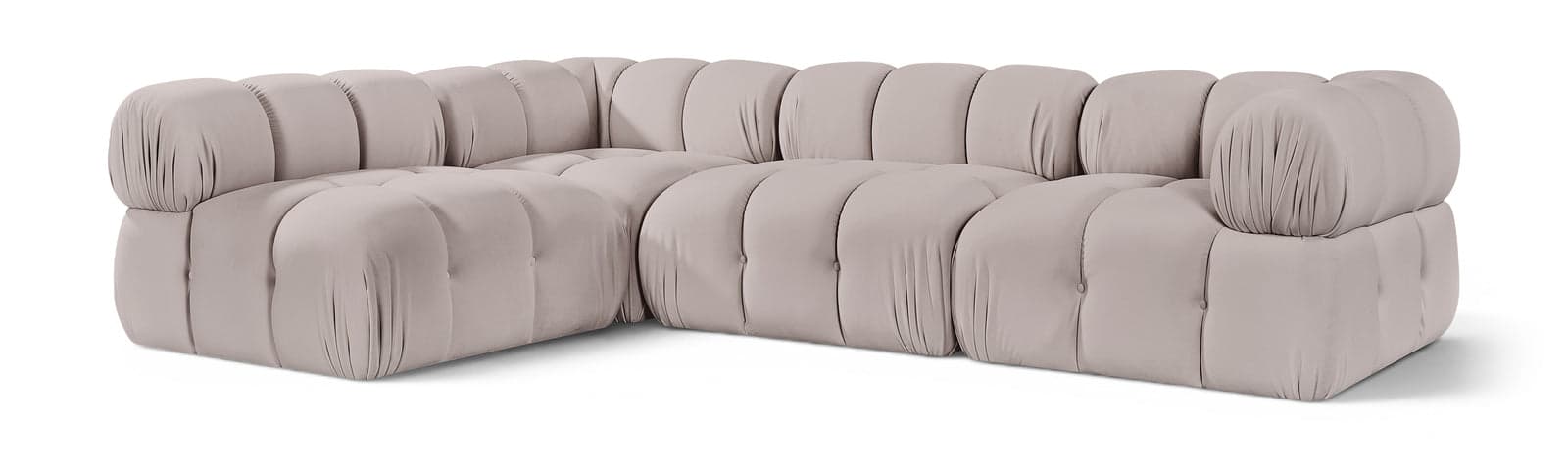 Camden Beige Velvet Performance Fabric Upholstered Sectional, 4-Piece — View 1 (1/3)