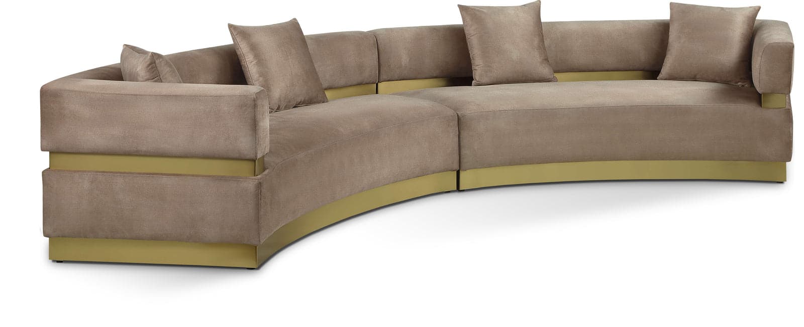 Rhea 148" Beige Velvet Upholstered Sectional, 2-Piece — View 1 (1/3)