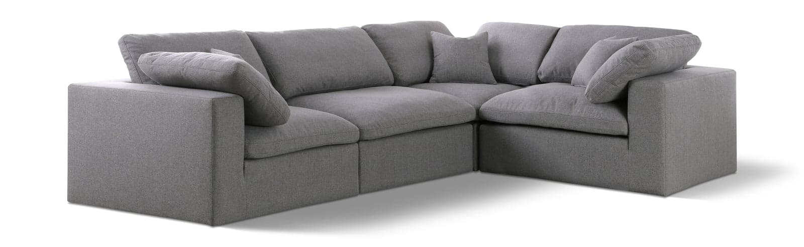 Camden 119" Grey Linen Textured Fabric Upholstered Deluxe Comfort Sectional, 4-Piece (Style 3) — Vista 1 (1/3)