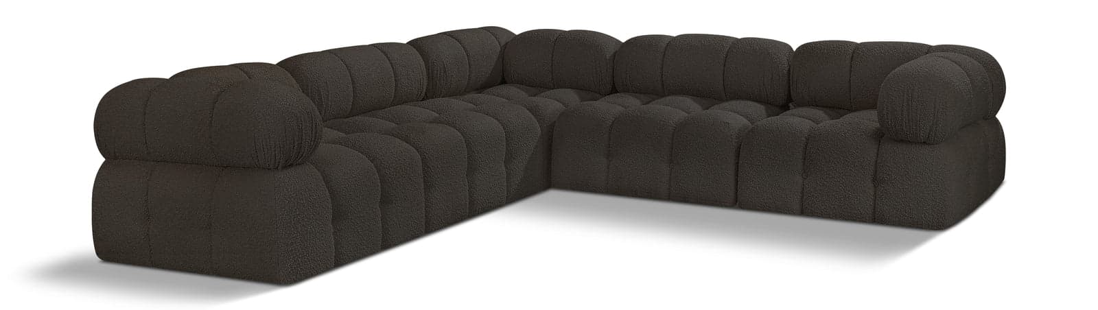 Darcy 102" Brown Boucle Fabric Upholstered Sectional, 5-Piece (Style 2) — View 1 (1/3)