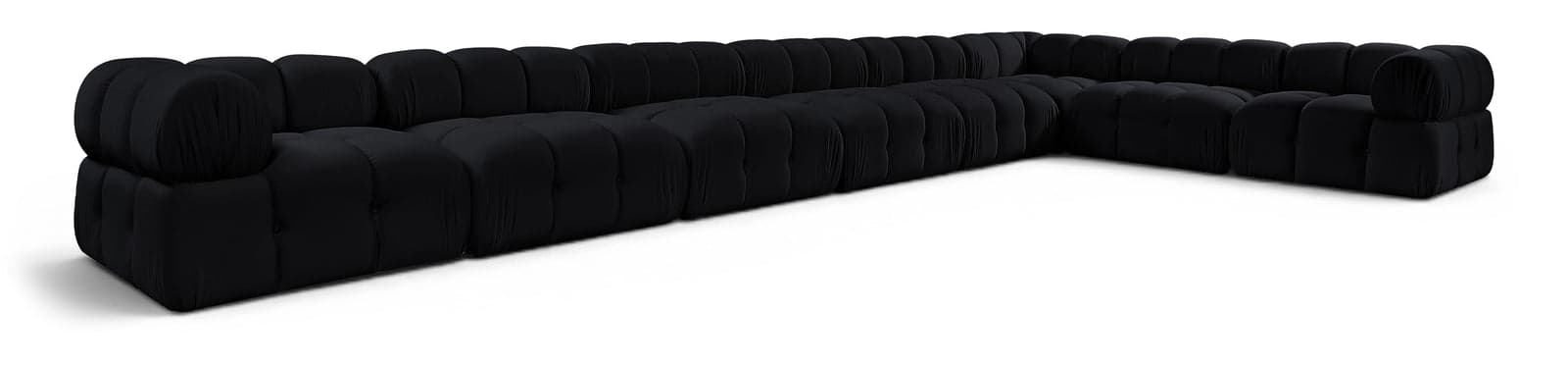 Camden Black Velvet Performance Fabric Upholstered Sectional, 8-Piece (Style 2) — View 1 (1/3)