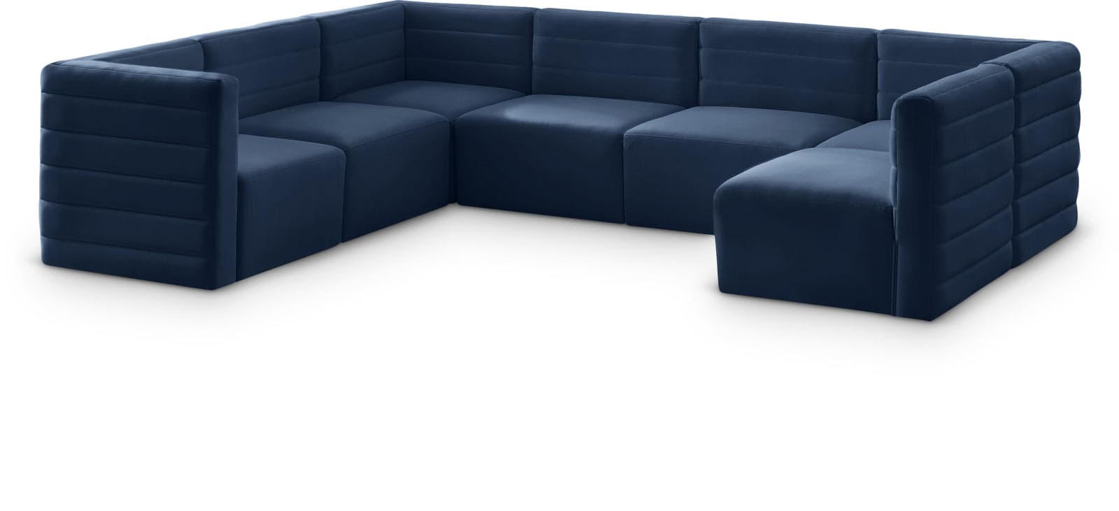 Opal 126" Navy Velvet Upholstered Comfort Sectional, 7-Piece — Vista 1 (1/3)