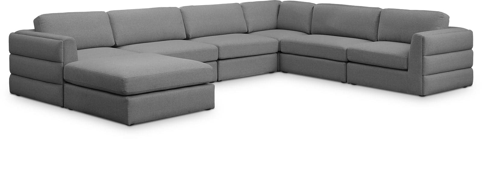 Celeste 152" Grey Linen Textured Fabric Upholstered Sectional, 7-Piece — View 1 (1/3)