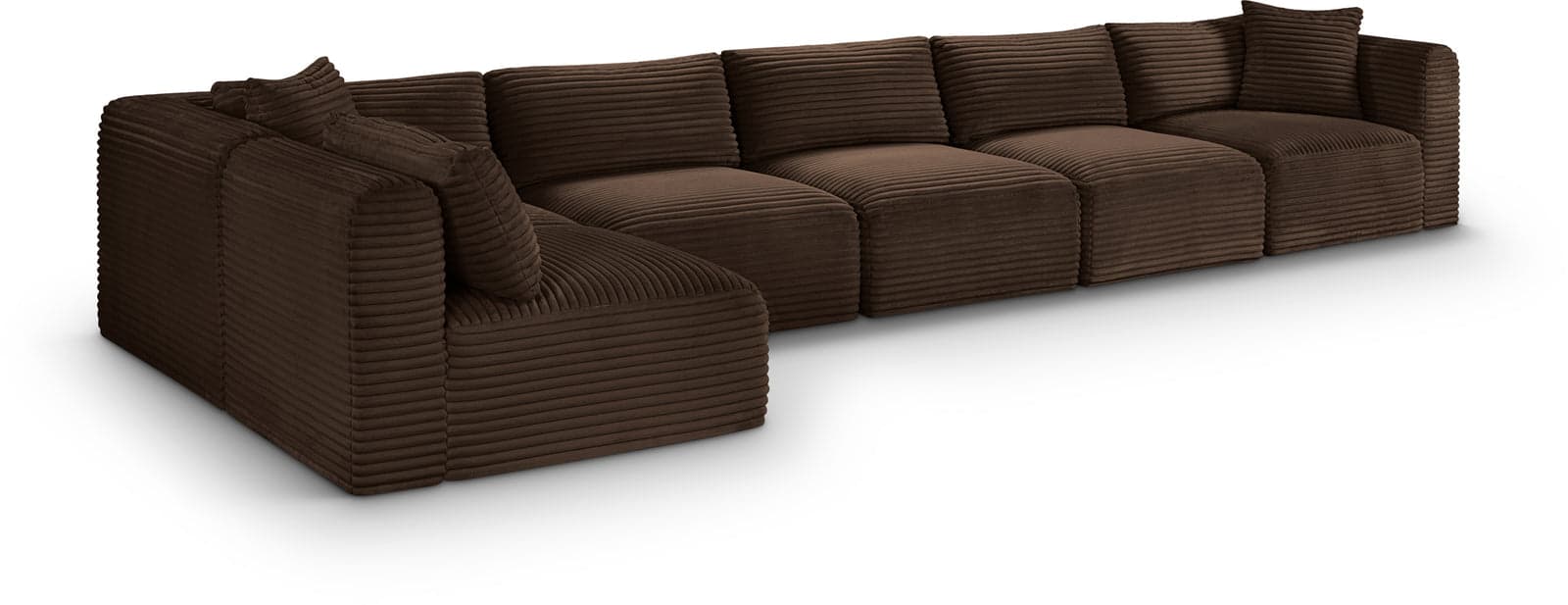 Faye 171" Brown Corduroy Performance Fabric Upholstered Sectional, 6-Piece — Vista 1 (1/3)