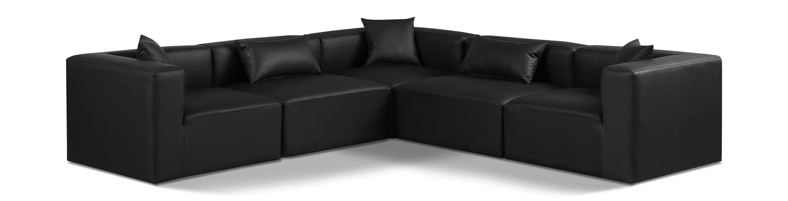 Farrah 108" Black Vegan Leather Upholstered Sectional, 5-Piece (Style 2) — Vista 1 (1/3)