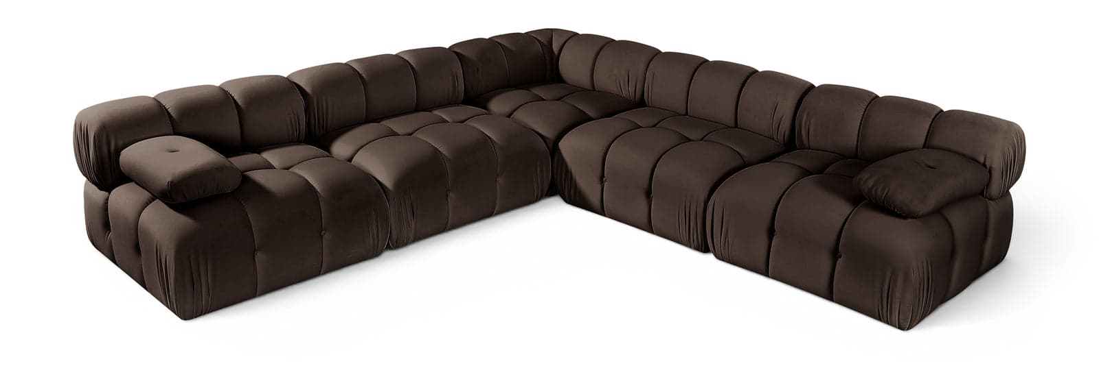 Camden Brown Velvet Performance Fabric Upholstered Sectional, 5-Piece (Style 2) — Vista 1 (1/3)