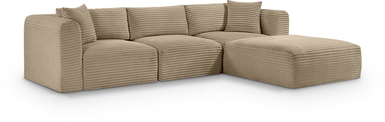 Faye 109" Taupe Corduroy Performance Fabric Upholstered Sectional, 4-Piece — Vista 1 (1/3)