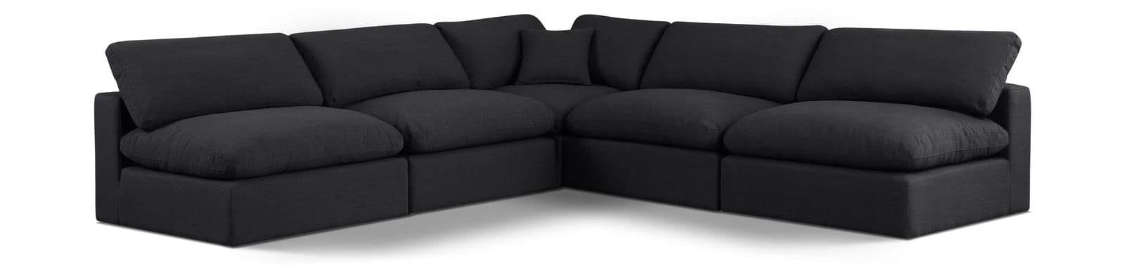 Farrah 118" Black Linen Textured Fabric Upholstered Sectional, 5-Piece — Vista 1 (1/3)