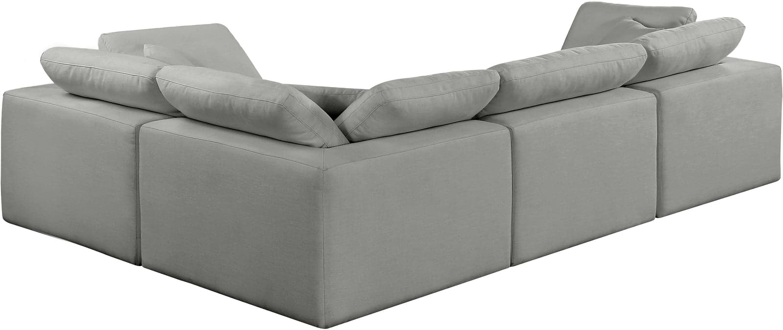 Farrah 119" Grey Linen Textured Fabric Upholstered Sectional, 4-Piece (Style 3) — Vista 1 (1/3)