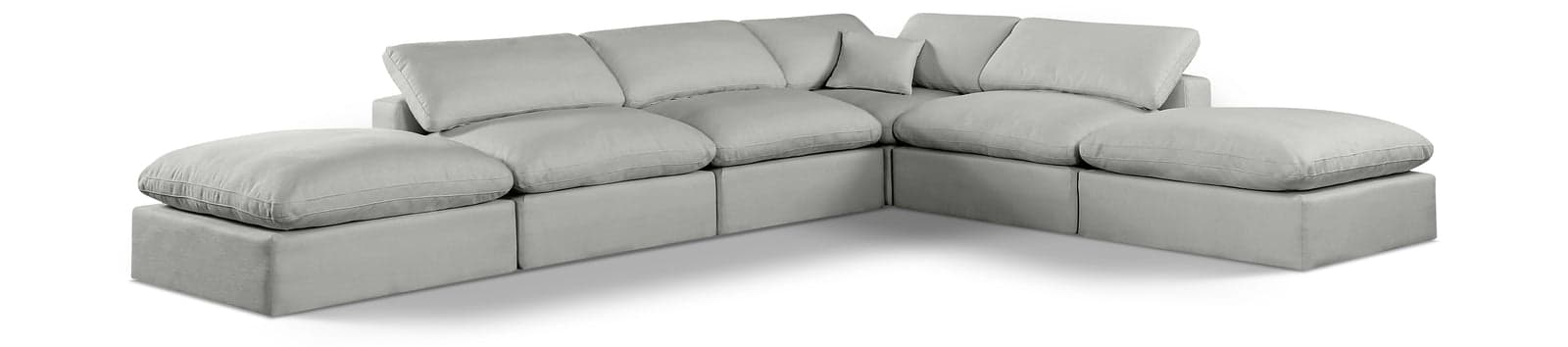 Farrah 157" Grey Linen Textured Fabric Upholstered Sectional, 6-Piece — View 1 (1/3)