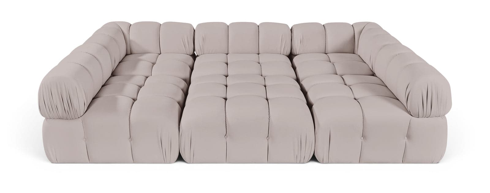 Camden Beige Velvet Performance Fabric Upholstered Sectional, 6-Piece (Style 8) — View 1 (1/3)