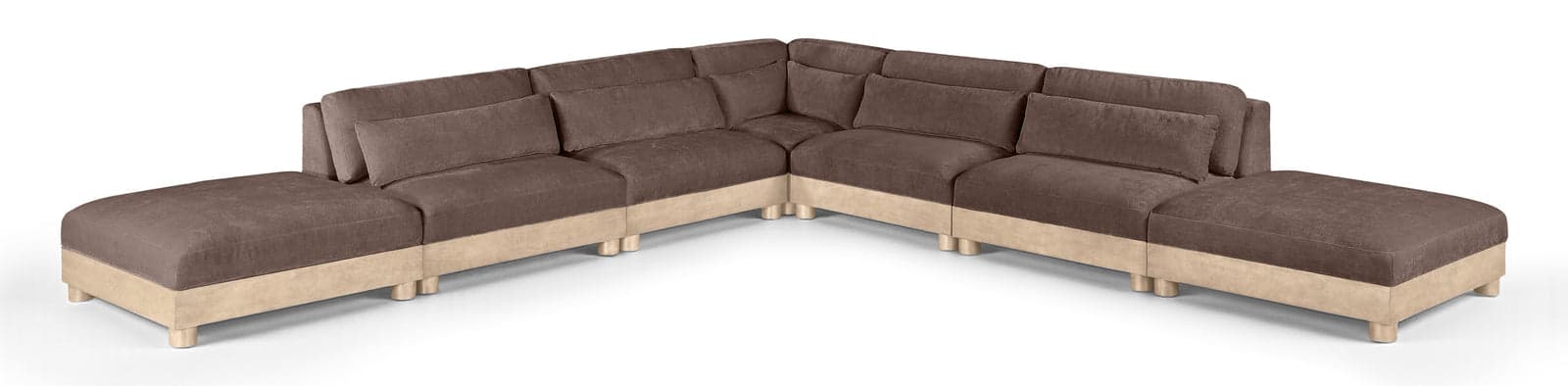 Kira 160" Brown Chenille Fabric Upholstered Modular Sectional, 7-Piece — Vista 1 (1/3)