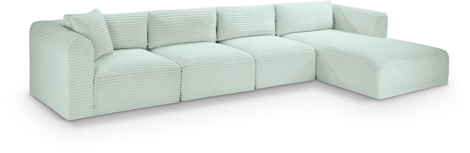 Faye 145" Mint Corduroy Performance Fabric Upholstered Sectional, 4-Piece — View 1 (1/3)