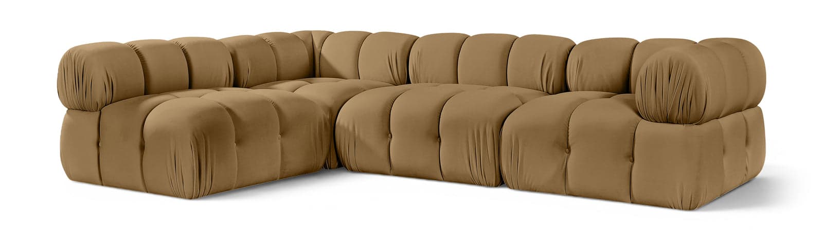Camden Saddle Velvet Performance Fabric Upholstered Sectional, 4-Piece — Vista 1 (1/3)