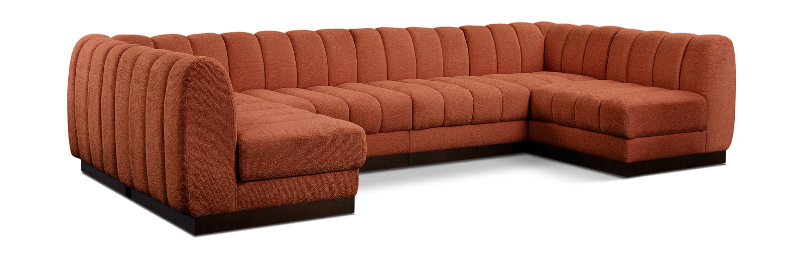 Opal 133" Chenille Fabric Upholstered Sectional, 6-Piece — Vista 1 (1/4)