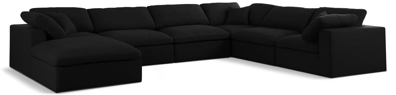 Camden 158" Black Linen Textured Fabric Upholstered Deluxe Comfort Sectional, 7-Piece — View 1 (1/3)
