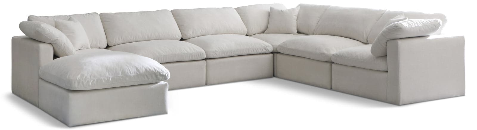 Selene 140" Cream Velvet Upholstered Standard Comfort Sectional, 7-Piece — View 1 (1/3)